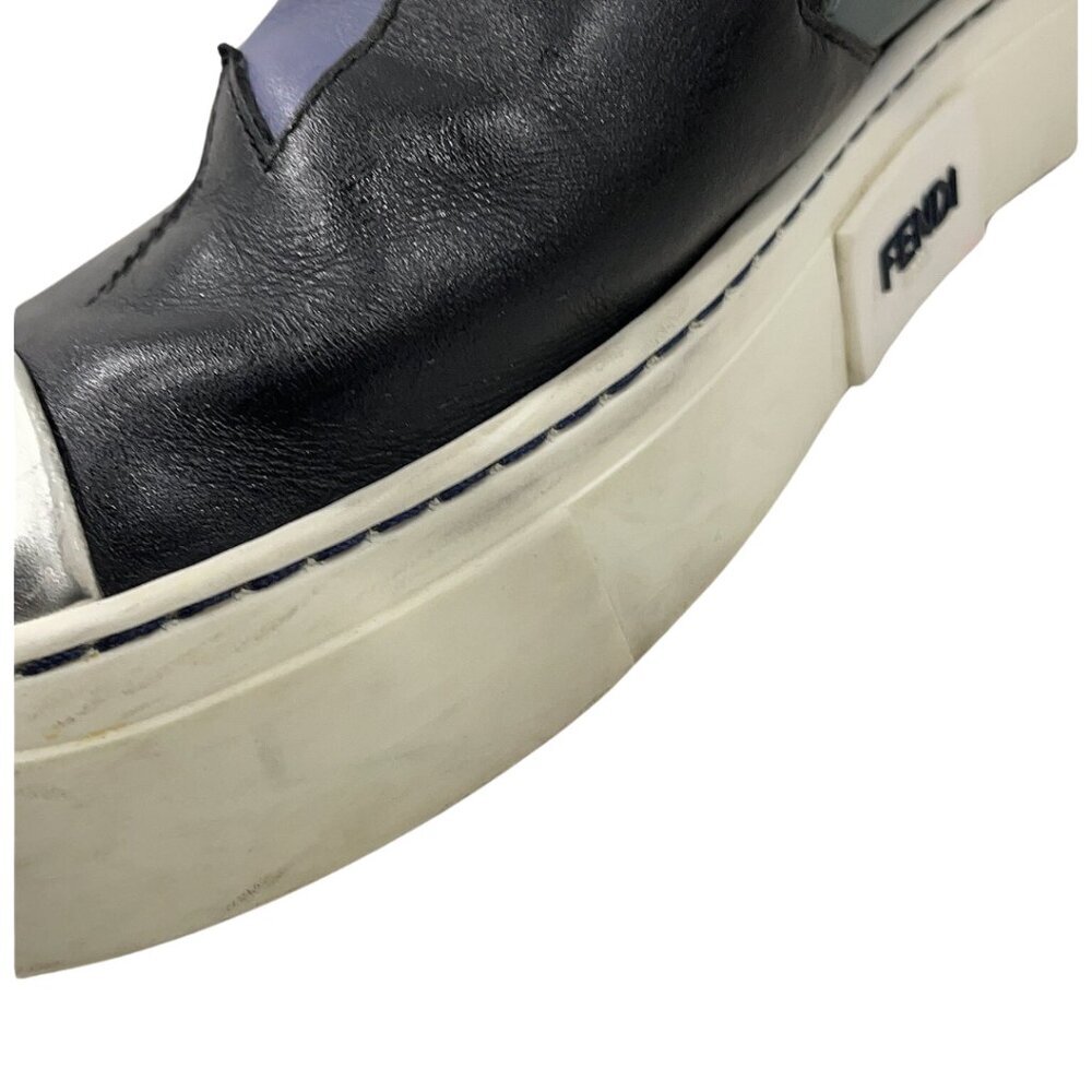 Fendi Monster Face Slip On Sneakers Studded Lightning Bolt Black Green EU 37 US - Picture 9 of 12